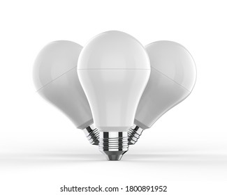 Led Light Bulb Mockup Template Isolated On White Background, 3d Illustration.