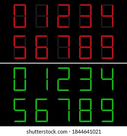 Led Numbers Font 09 Red Green Stock Illustration 1844641021