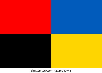 Left: Flag Of Organization Of Ukrainian Nationalists (red And Black). Right: State Flag Of Ukraine (yellow And Blue). Stand With Ukraine! 