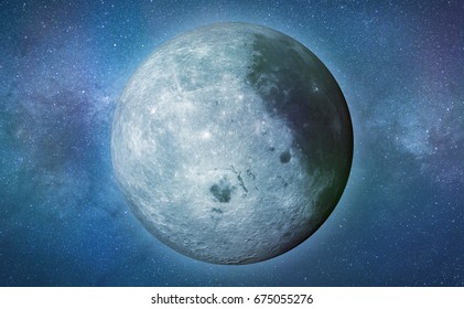 'left' side of the moon from space in a star field (3d illustration background, elements of this image are furnished by NASA)