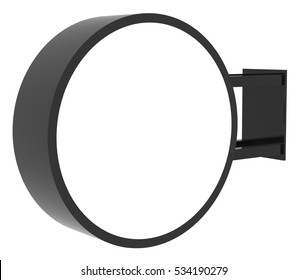 left tilt blank round shop sign that can be designed in any way, isolated on white background in 3d rendering