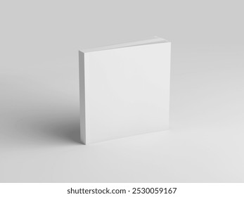 Left view square softcover book mockup