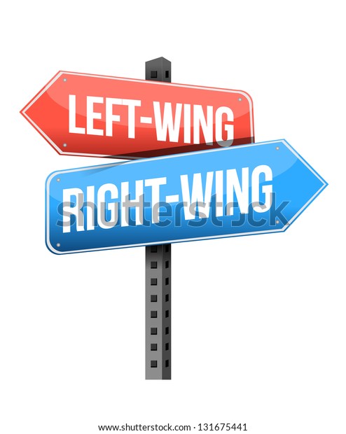 Left-wing and right-wing road sign illustration\
design over\
white