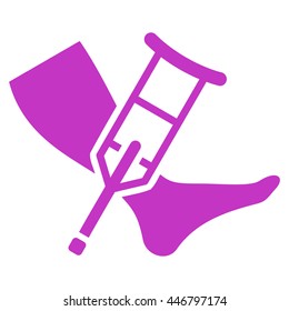 Leg and Crutch glyph icon. Style is flat icon symbol with rounded angles, violet color, white background. - Shutterstock ID 446797174