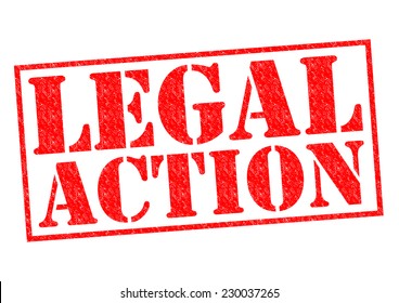 LEGAL ACTION Red Rubber Stamp Over A White Background.