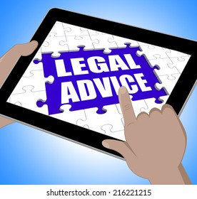 Legal Advice Tablet Showing Online Lawyer Help