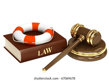 Legal Aid. Hammer, Book And Lifebuoy