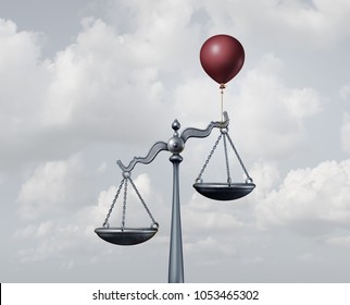 Legal Assistance And Lawyer Services Support Or Unfair Justice Concept As A Scale With Help From A Balloon To Influence The Balance As A 3D Illustration.