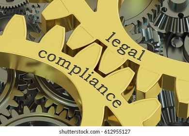 Legal Compliance Concept On The Gearwheels, 3D Rendering