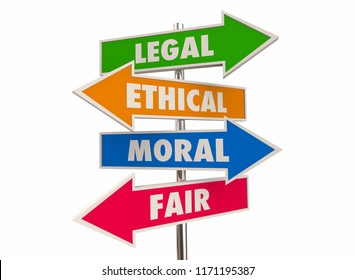 Legal Ethical Moral Fair Right Justice Arrow Signs 3d Illustration