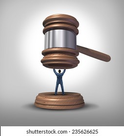 Legal Protection And Law Advice Concept As An Attorney Blocking A Gavel Or Judge Mallet As A Symbol For Lawyer Services To Protect A Defendant Or Victim Or Legislator Fighting For Citizen Rights.