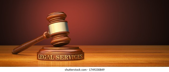Legal Services concept. Gavel and word Legal Services on sound block. 3d render