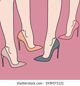 Legs in high heels, woman's day, girl power concept
