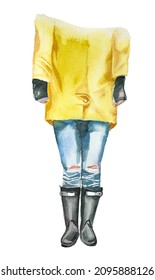 Legs In A Rain Footwear Illustration. Autumn Weather Themed Design. Rain Boots Clipart. Fall Concept Sublimation Print.