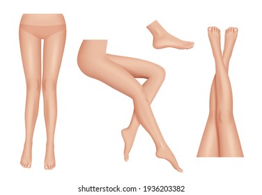 Legs realistic. Beauty woman legs body parts clean healthy set