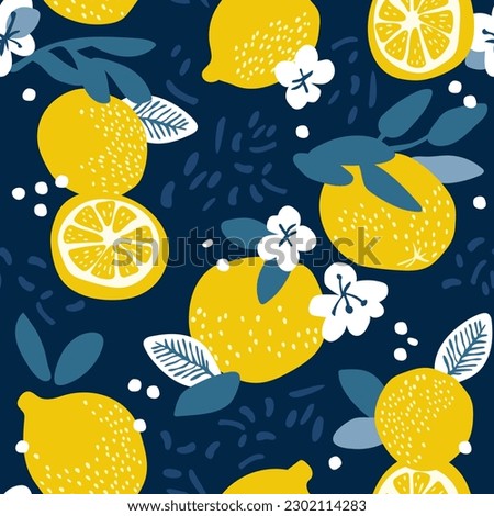 Lemon seamless pattern in simle style.