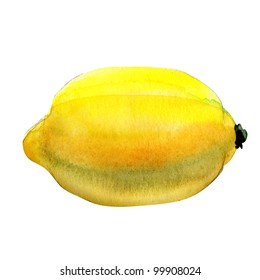 Lemon Watercolor Painting On White Background Stock Illustration ...