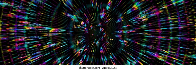 Lens Flare Effect Bright Violet Pink Pixel Radial Lights Vortex Or Whirl Effect, Spiral Retro Wave With Abstract Swirl, Rave DJ Techno Party Fun Energy Chaotic In Aura Glow Fast Motion Flame Lens	