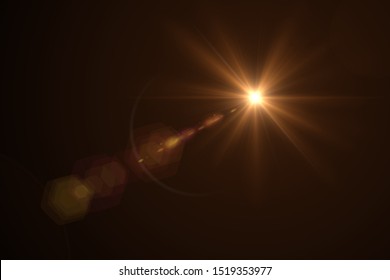 Lens flare light on black background 