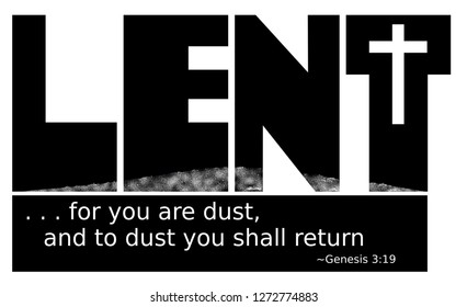 lent icon with old testament quote from Genesis, For You Are Dust. . .  - Powered by Shutterstock