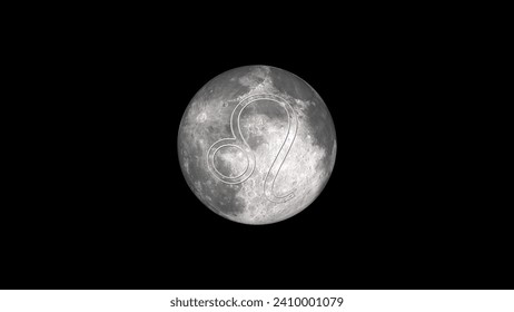leo full moon on black background 3d rendering illustration