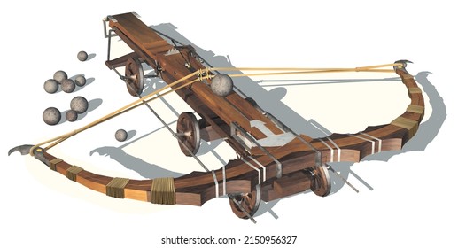 Leonardo Da Vinci Giant Crossbow Project In 3d Illustration And Rendering 3D