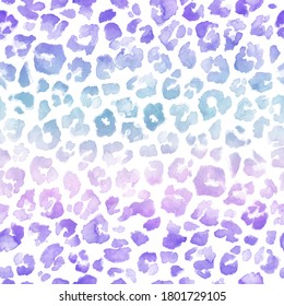 Leopard animal print in muted tie dye hues of pink, mint and purple. Seamless repeating pattern. 