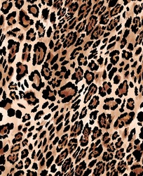 Leopard Animal Skin Abstract Seamless Motif Pattern Illustration. Fabric Texture Fur Leather Of Wild Safari Jaguar Panther. Brown Vintage Colors.