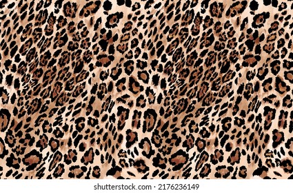 Leopard animal skin Jaguar Panther seamless motif pattern illustration. Fabric motif texture repeated. Wild Safari element Panther in vintage brown color background.
