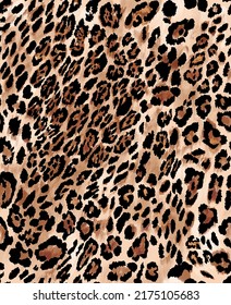 Leopard Animal Skin Seamless Motif Pattern Illustration. Fabric Vintage Motif Texture Repeated. Wild Safari Jaguar Panther Element Abstract. Brown Vintage Background.