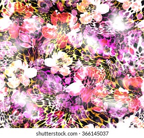 Leopard Flower Skin Pattern Fabrics Background Stock Illustration ...