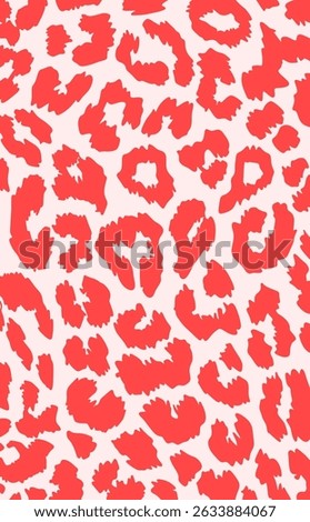 Leopard pattern in coral color on a light background. Bright and stylish animal print for textiles, wallpaper, packaging, and fashion accessories.