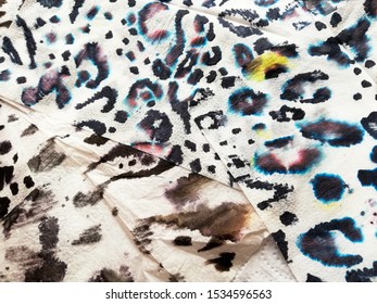 Leopard Print Art. Black Puma Print. Gray Leopard Pattern Illustration. Watercolour Camouflage. Grey Puma Print. White Wild African Animals.