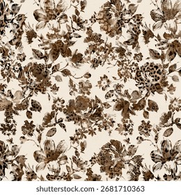 Leopard print floral pattern for textile.