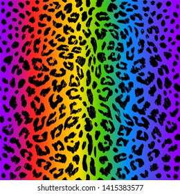 Leopard Seamless Rainbow Color Pattern.