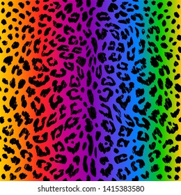 Leopard Seamless Rainbow Color Pattern.