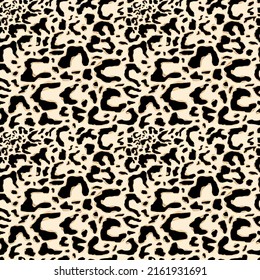 Leopard Skin Pattern. Wildlife Abstract Design. Print For Fabrics And Clothes. Black Spots On Leopard Fur. Trendy Seamless Pattern. Camouflage Predator Leather Texture Imitation.