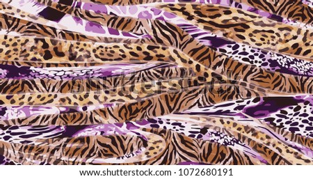 leopard and tiger pattern,colorful lines