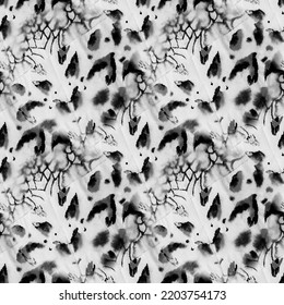 Leopard And Tiger  Silver Watercolour Camouflage  Gray Acrylic Brush Paint  Print Skin Animal  Seamless Exotic  Grey Wild Animal Skin  Leopard Fur Ink 