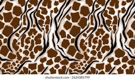 Leopard, zebra and giraffe pattern design. Hand drawn leopard zebra and giraffe pattern design. For textile and print. White background.