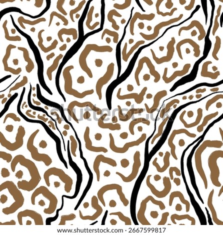 Leopard, zebra and giraffe pattern design. Hand drawn leopard zebra and giraffe pattern design. For textile and print. White and coffee color.