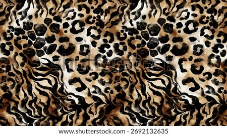 Leopard and zebra pattern design, illustration background. Watercolor abstract pattern design