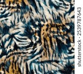 Leopard , zebra and tiger mix furry skin seamless pattern