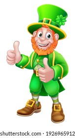 A Leprechaun St Patricks Day Cartoon Character Mascot Giving A Thumbs Up