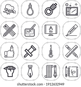 Lessons 16 Lineal Icon Set With Sketchbook, Drawing, Pencil, Drawing Tablet, Graphic Tablet, Gallows