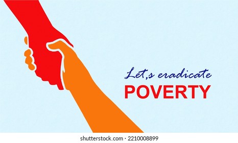 Let's Eradicate Poverty. Join Hands Icon. International Day For The Eradication Of Poverty, 17 October,  Illustration Design.