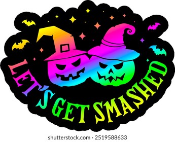 lets get smashed funny scary halloween pumpkins halloween rainbow colorful bright graphic design - Powered by Shutterstock