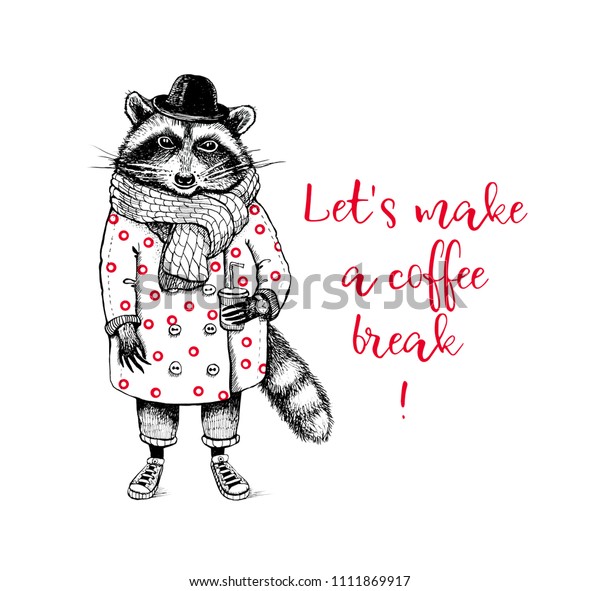 Lets Make Coffee Break Funny Cute のイラスト素材