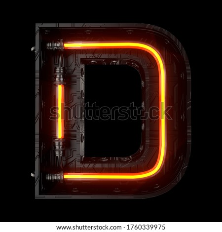LETTER 3D NEON SCI FI BLACK ALPHABET