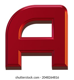 Letter A 3D Render Object Metallic Red Color Abstract Illustration